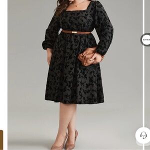 BloomChic Black Floral Long Sleeve Dress